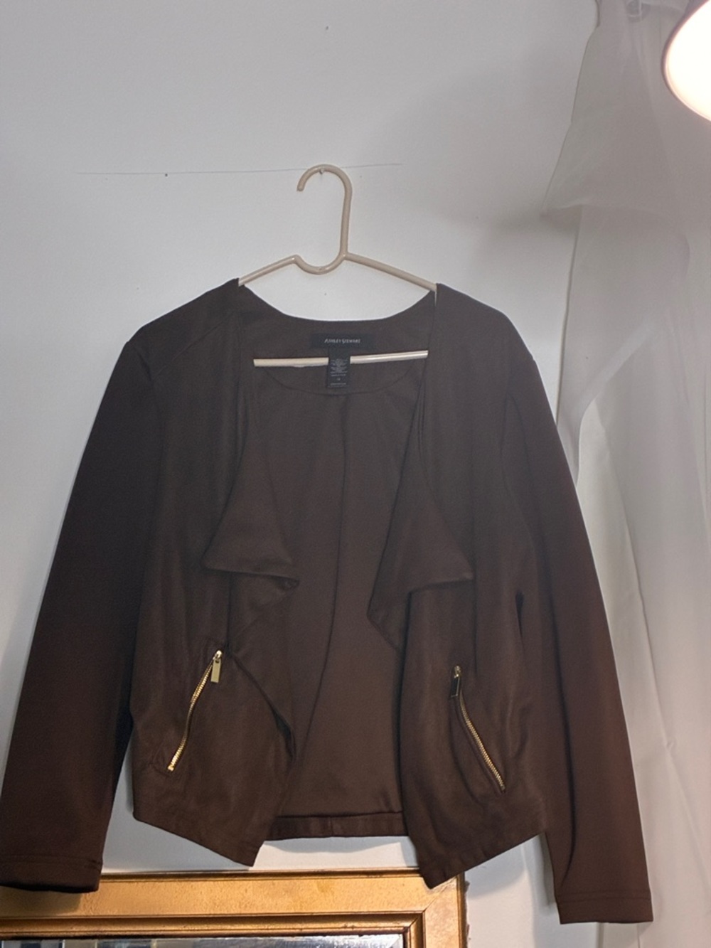 Ashley Stewart Brown Draped Open Front Jacket 16